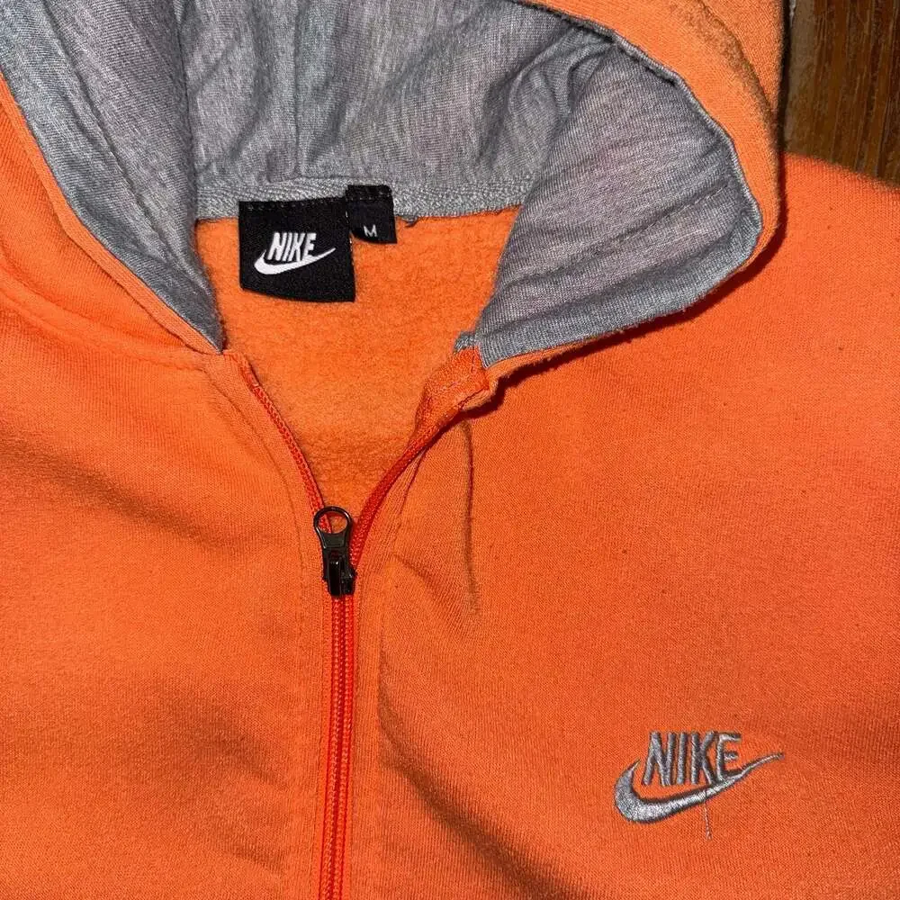 Nike Full-Zip Hoodie Sweatshirt with Contrast Hood Lining - Orange